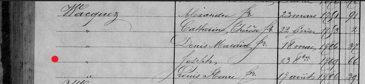 Document de décès de Othon Joseph WACQUEZ