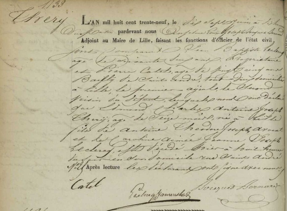 Document de décès de Edmond Charles Antoine Joseph THERY