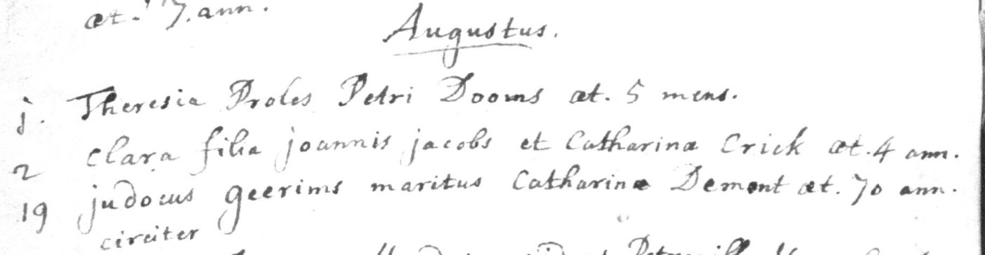 Document de décès de Judocus GEEROMS