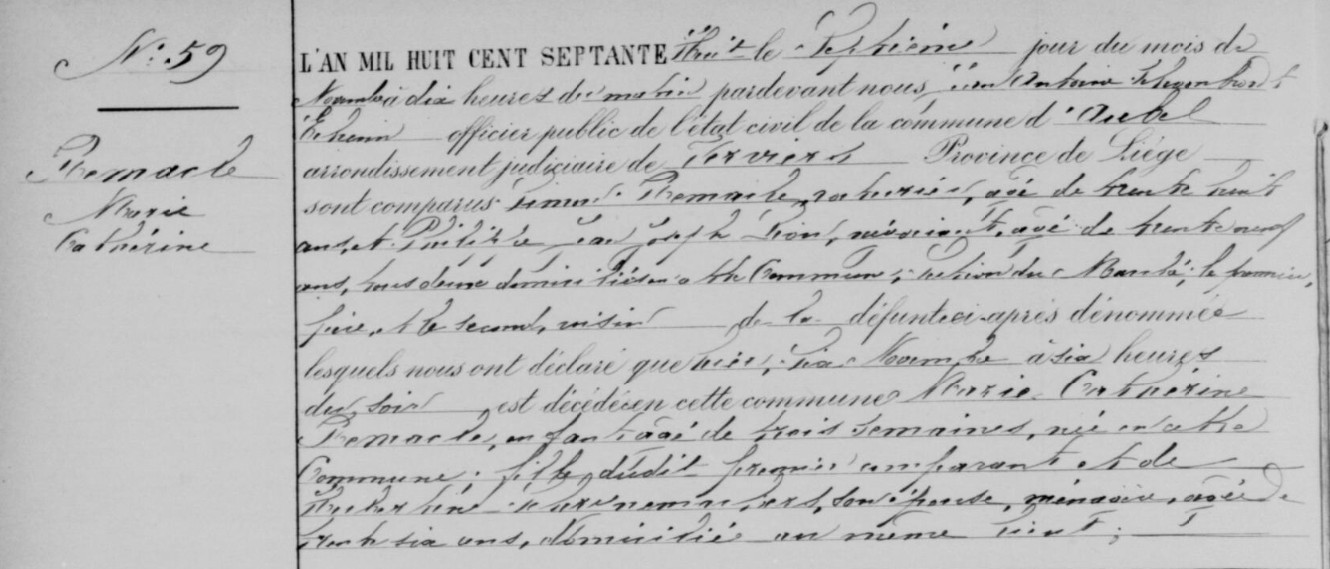 Document de décès de Marie Catherine REMACLE
