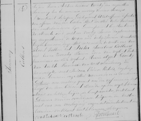 Document de décès de Pieter Jacobus CALLENS