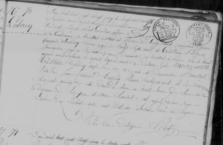 Document de décès de Marie Cristine LECLERCQ