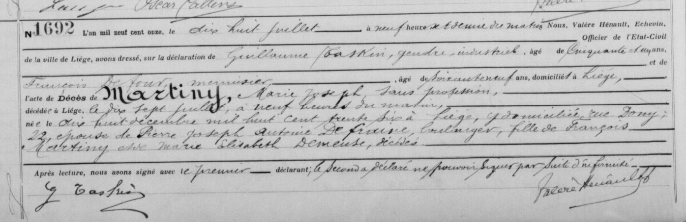 Document de décès de Marie Josephe MARTINY