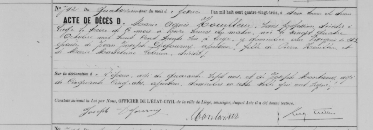 Document de décès de Marie Agnès HOUILLEUR
