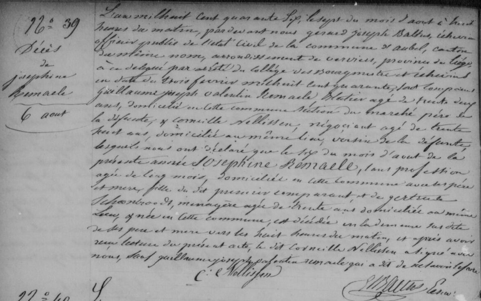 Document de décès de Joséphine REMACLE