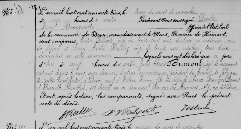 Document de décès de Jules Clovis DUMONT
