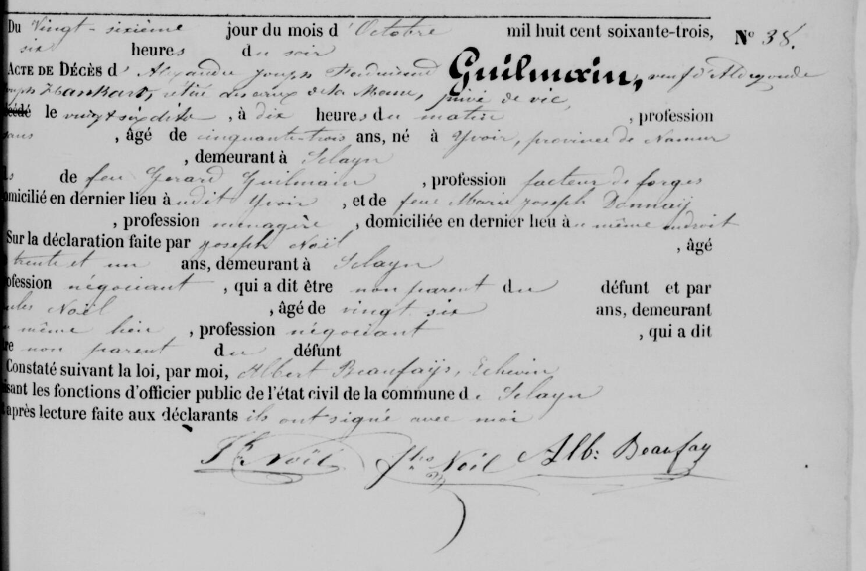 Document de décès de Alexandre Ferdinand GUILMAIN