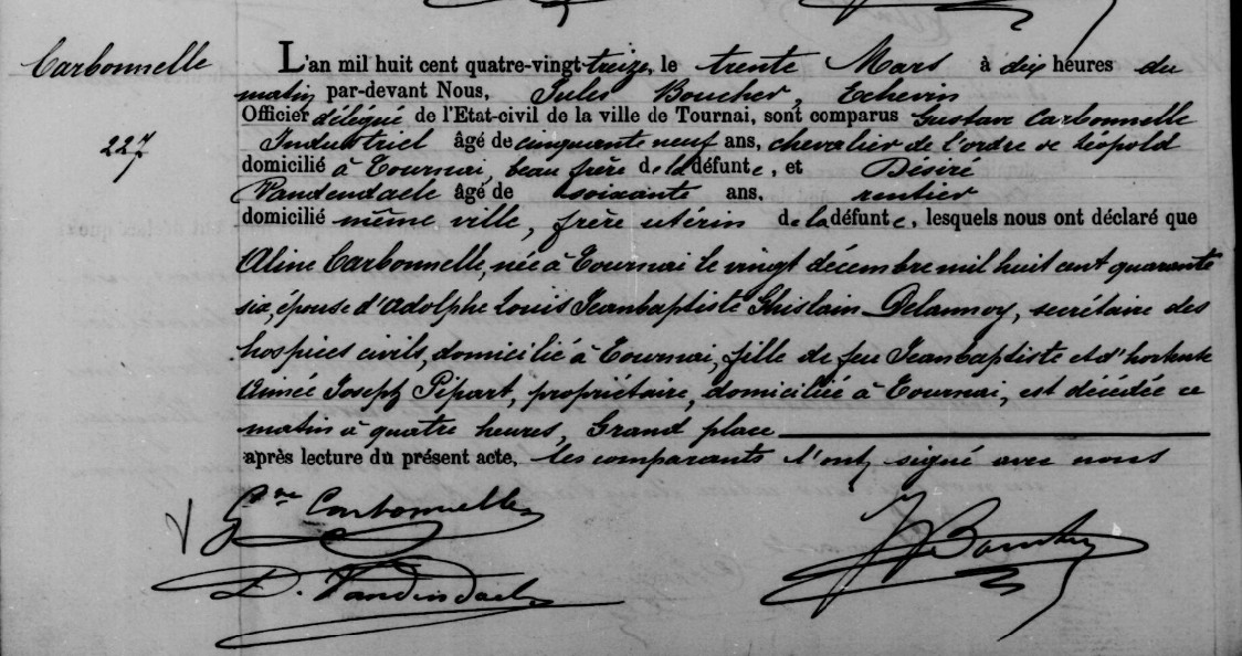 Document de décès de Aline CARBONNELLE