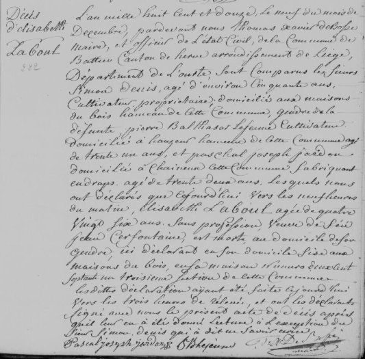 Document de décès de Elisabeth LABOULLE