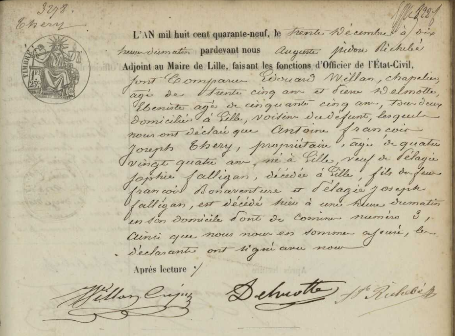 Document de décès de Antoine François THERY