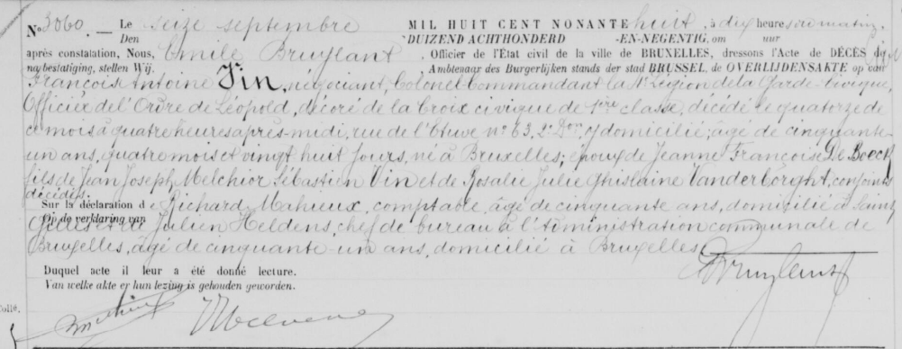 Document de décès de Francois Antoine VIN 