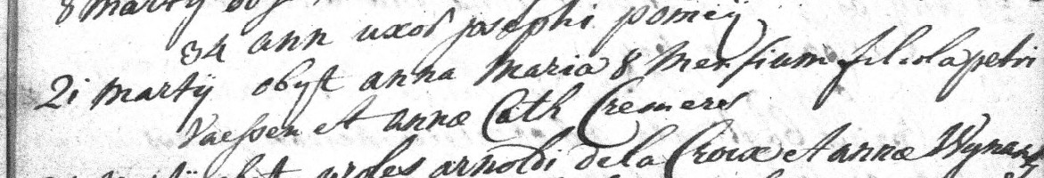 Document de décès de Anne Marie VAESSEN