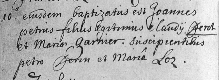 Acte de naissance de Jean Pierre PEROT