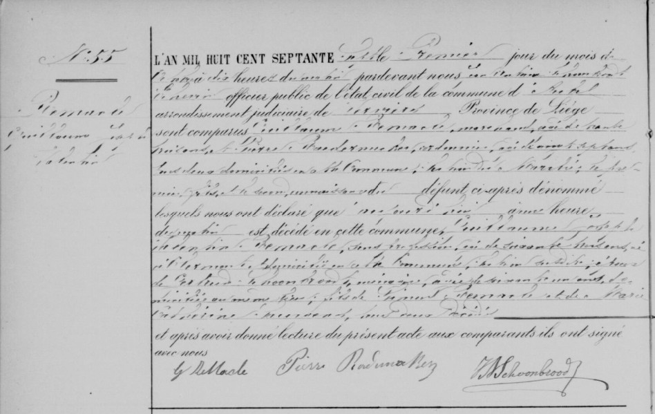 Document de décès de Guillaume Joseph Yolante REMACLE