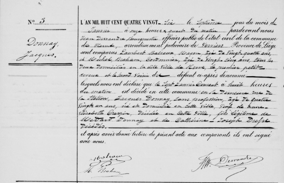 Document de décès de Jacques DONNAY