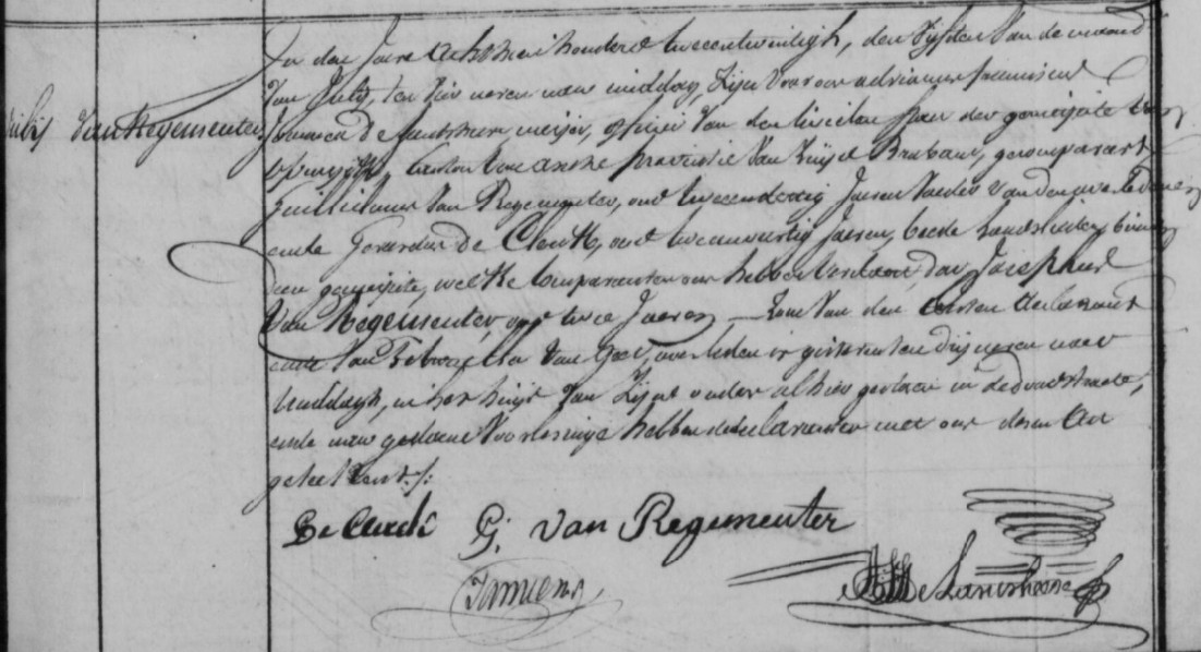 Document de décès de Josephus VAN REGEMEUTER