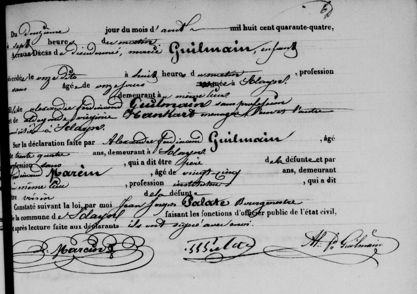 Document de décès de Dieudonnée Marie GUILMAIN