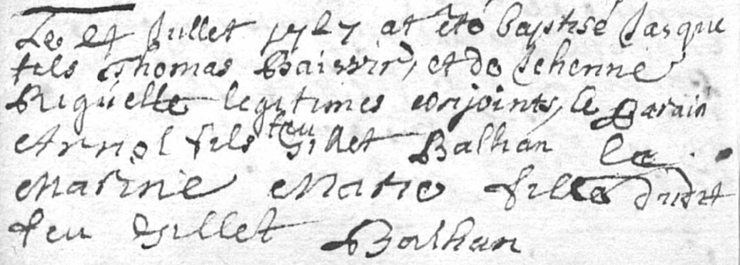 Acte de naissance de Jacobus BAIWIR