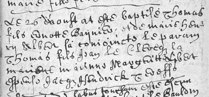 Acte de naissance de Thomas BAIWIR