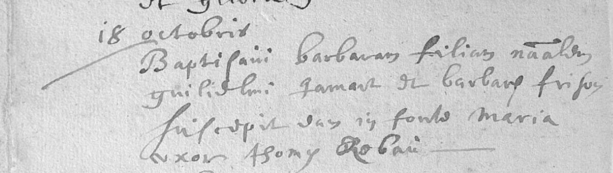 Acte de naissance de Barbe JAMAR