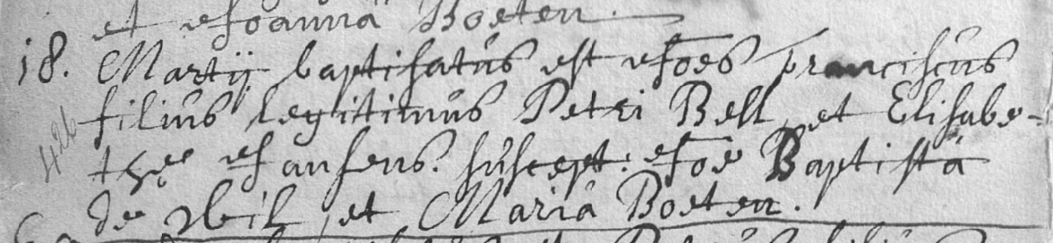 Acte de naissance de Jan Franciscus BELL