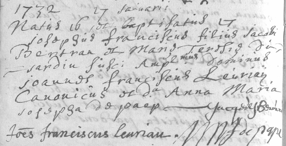 Acte de naissance de Joseph François BERTRAND