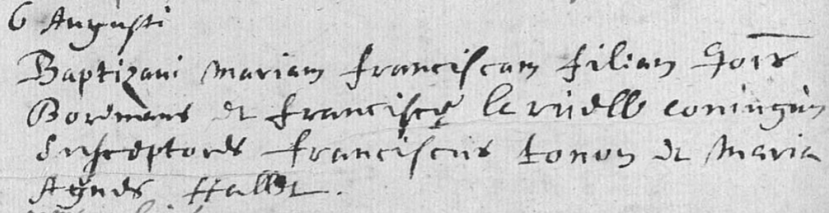 Acte de naissance de Marie Françoise BOREMAN
