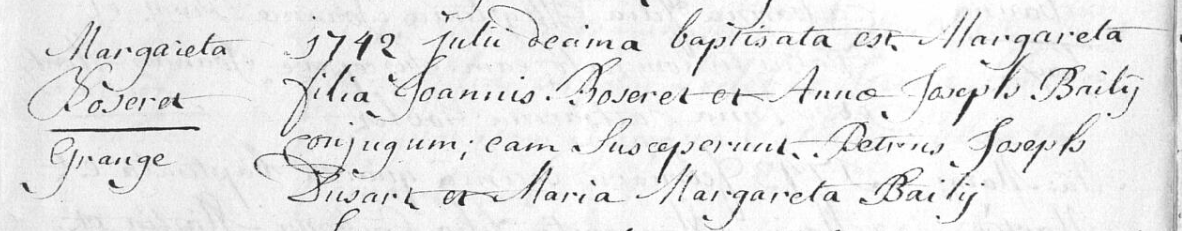 Acte de naissance de Marguerite BOSSERET