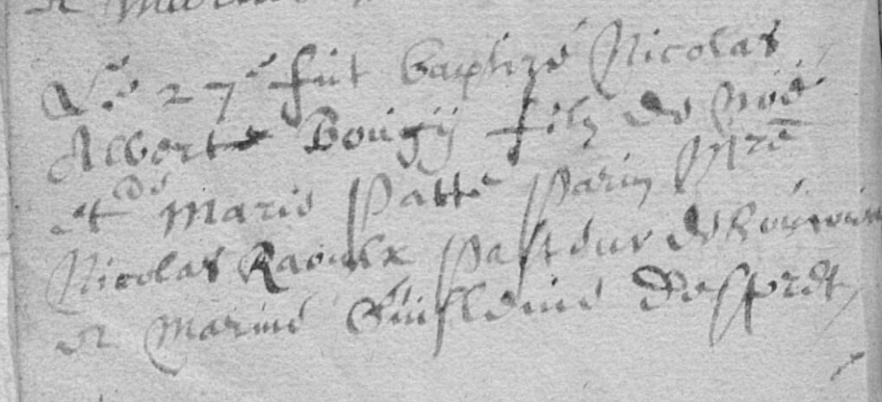 Acte de naissance de Nicolas Albert BOUGY