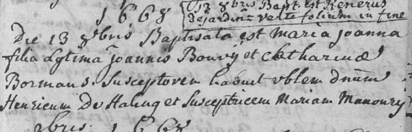 Acte de naissance de Marie Jeanne BOUVY
