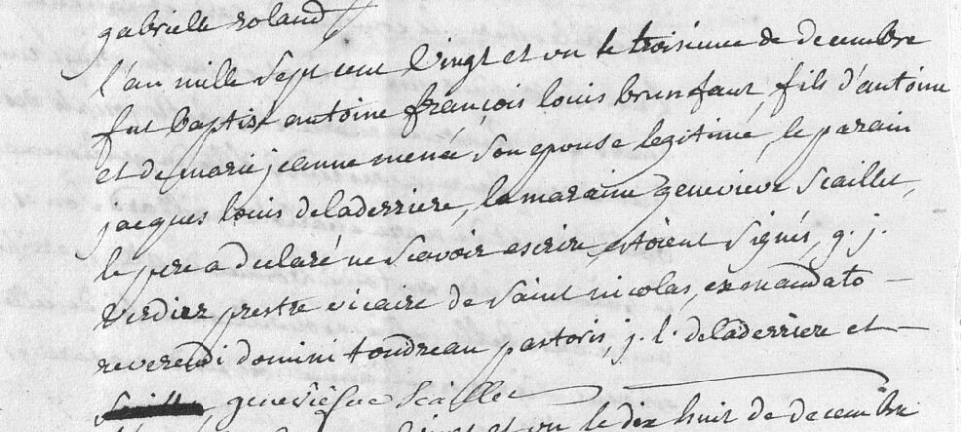 Acte de naissance de Antoine François Louis BRUNFAUT