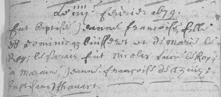 Acte de naissance de Jeanne Françoise BUISSERET