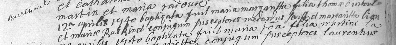 Acte de naissance de Marie Marguerite BURTHOUL