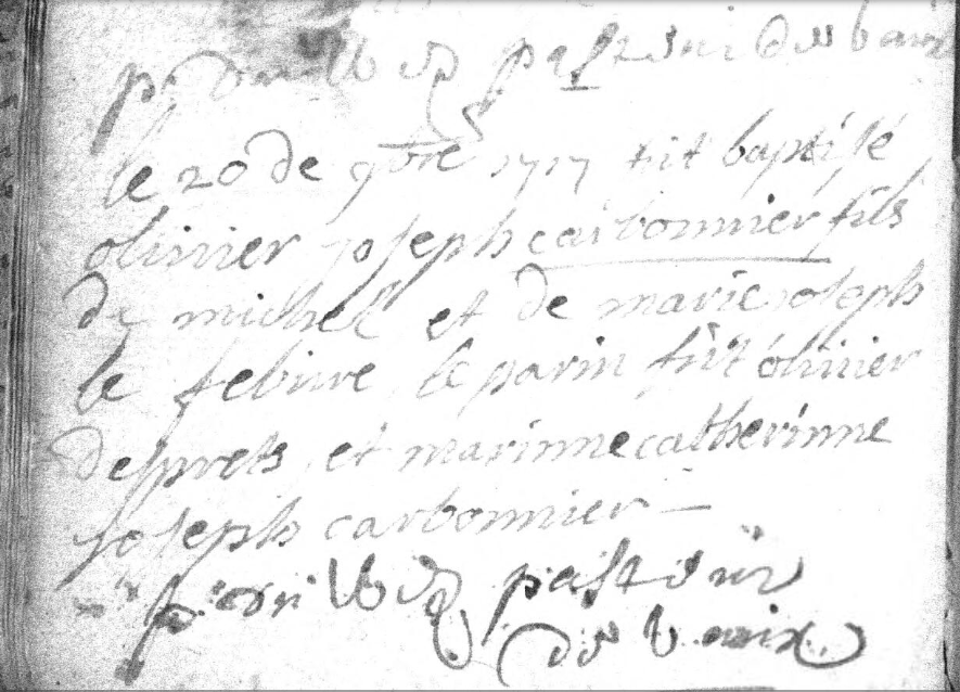 Acte de naissance de Olivier Joseph CARBONNELLE