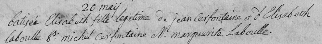 Acte de naissance de Elisabeth CERFONTAINE
