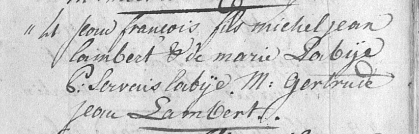 Acte de naissance de Jean François CERFONTAINE