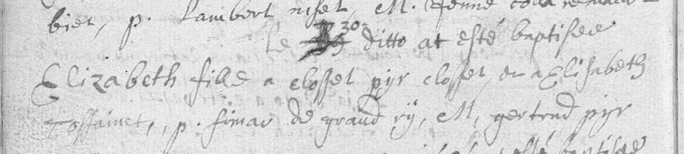 Acte de naissance de Elisabeth CLOSSET