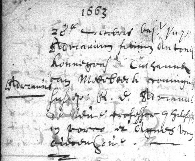 Acte de naissance de Adrianus COENEGRAS