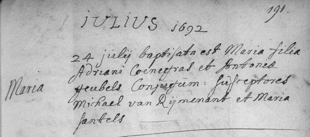 Acte de naissance de Maria COENEGRAS