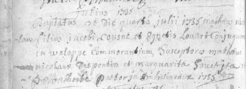 Acte de naissance de Mathieu Nicolas COUNE