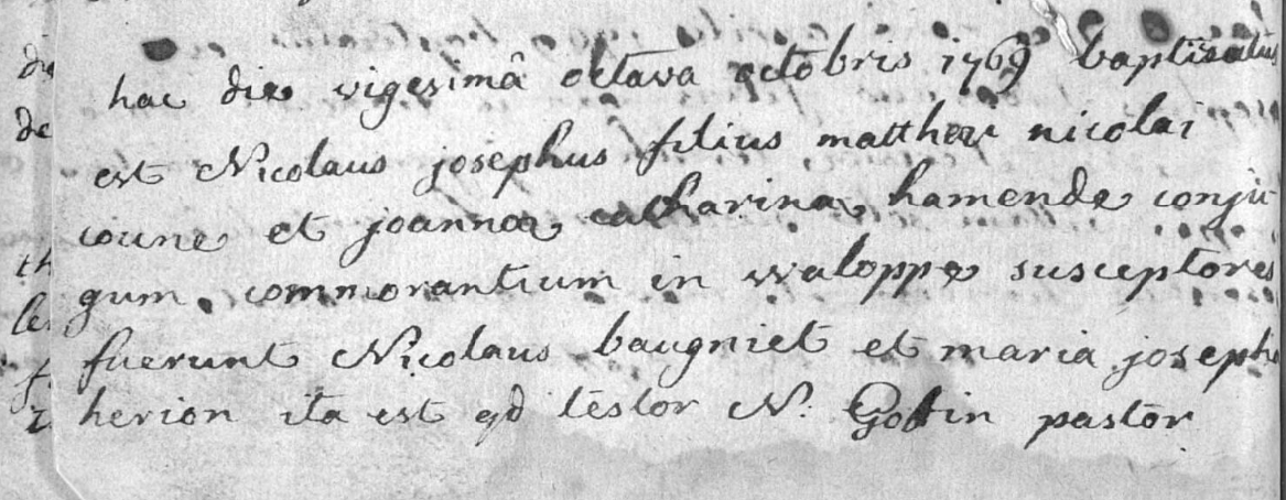 Acte de naissance de Nicolas Joseph COUNE