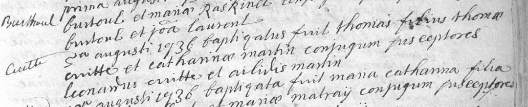 Acte de naissance de Thomas CUITTE