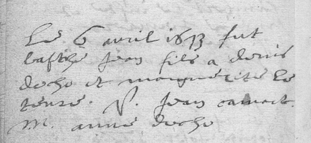 Acte de naissance de Jean Baptiste DAUCHOT