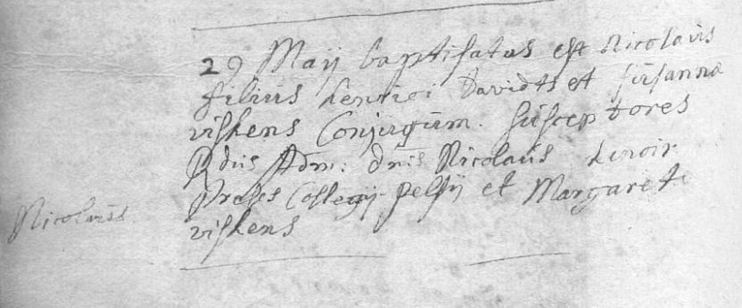 Acte de naissance de Nicolaus DAVIDTS