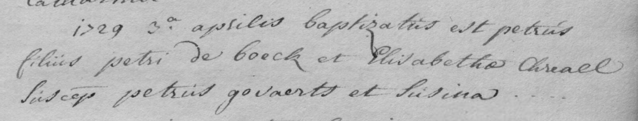 Acte de naissance de Pierre DE BOECK