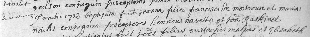 Acte de naissance de jeanne De MOITROUX