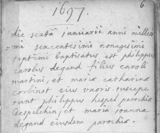 Acte de naissance de Charles Philippe DEGAND