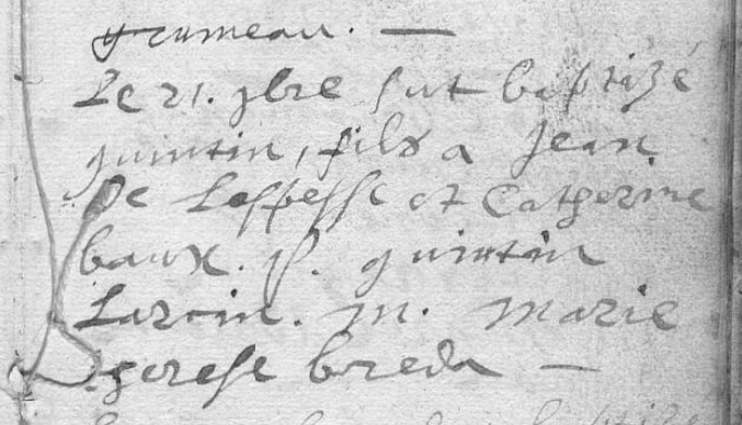 Acte de naissance de Quintin DELESPESSE