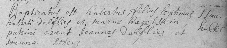 Acte de naissance de Huberti DELFLIES