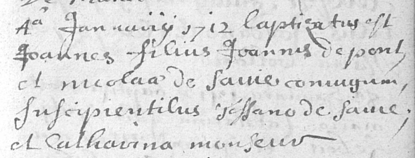 Acte de naissance de Jean DEPONT